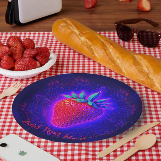 Neon-Erdbeere lebendiger Look Papierplatte Pappteller (Picknick)