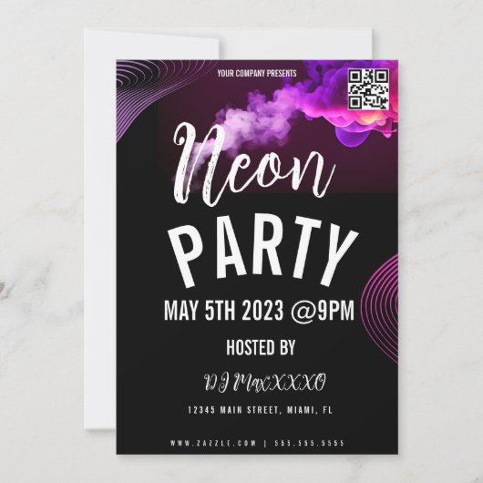 Neon Event Party Bar Club Flyer Einladung (Vorderseite)