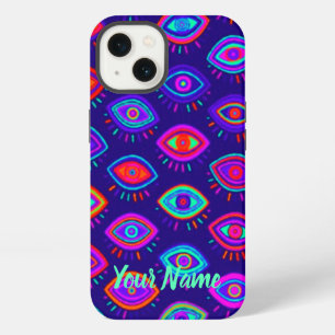 Neon Evil Eye Indie Gothic Occult Aesthetic Pink iPhone 13 Hülle