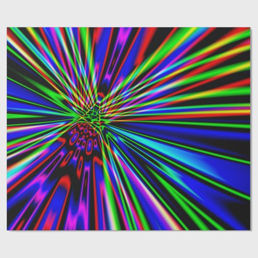 Neon Explosion Colorful Fraktal Art Geschenkpapier (Flach)