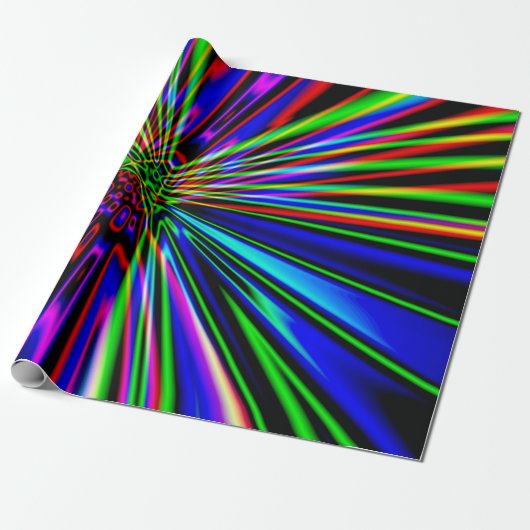 Neon Explosion Colorful Fraktal Art Geschenkpapier (Ungerollt)