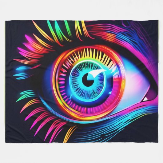 Neon Eye Dream Fleecedecke (Vorderseite (Horizontal))