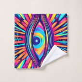 Neon Eye of the Cosmos Badhandtuch Set (Waschlappen)