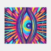 Neon Eye of the Cosmos Fleecedecke (Vorderseite (Horizontal))
