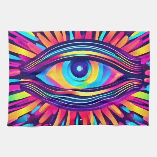 Neon Eye of the Cosmos Geschirrtuch (Horizontal)