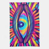 Neon Eye of the Cosmos Geschirrtuch (Vertikal)