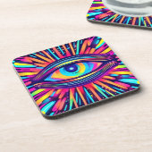 Neon Eye of the Cosmos Getränkeuntersetzer (Linke Seite)