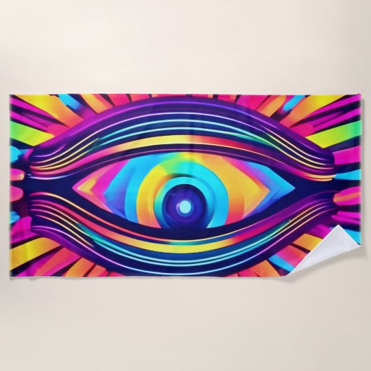 Neon Eye of the Cosmos Strandtuch (Vorderseite)