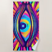 Neon Eye of the Cosmos Strandtuch (Vorderseite)