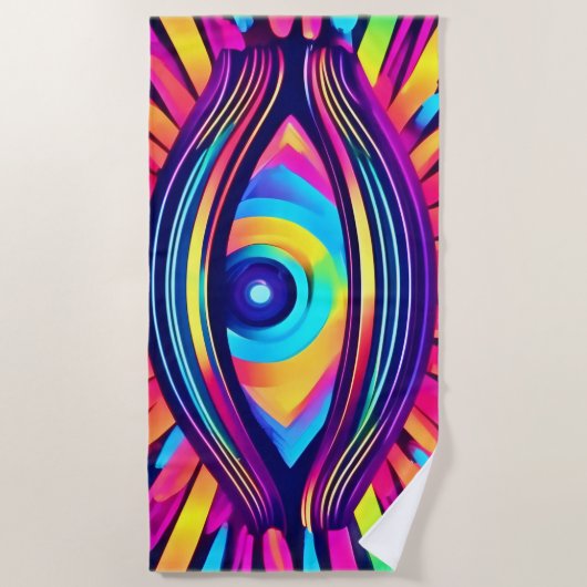 Neon Eye of the Cosmos Strandtuch (Vorderseite)