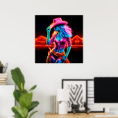 Neon Fantasy Cowgirl in glühender Rangliste Poster (Heimbüro)