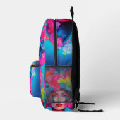 Neon Fantasy Floral Portrait Bedruckter Rucksack (Rechts)