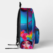 Neon Fantasy Floral Portrait Bedruckter Rucksack (Links)