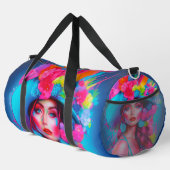 Neon Fantasy Floral Portrait Duffle Bag (Rechte Ecke)