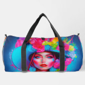 Neon Fantasy Floral Portrait Duffle Bag (Rückseite)