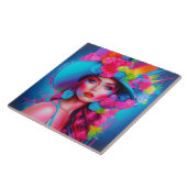 Neon Fantasy Floral Portrait Fliese (Seite)