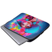 Neon Fantasy Floral Portrait Laptopschutzhülle (Vorne Knopf)