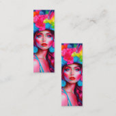 Neon Fantasy Floral Portrait Lesezeichen Mini Visitenkarte (Vorne/Hinten)