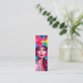 Neon Fantasy Floral Portrait Lesezeichen Mini Visitenkarte (Stehend Vorderseite)