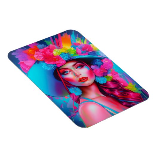 Neon Fantasy Floral Portrait Magnet (Rechte Seite)