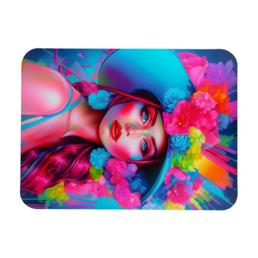 Neon Fantasy Floral Portrait Magnet (Horizontal)