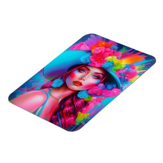 Neon Fantasy Floral Portrait Magnet (Linke Seite)