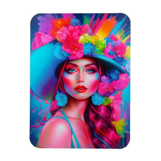 Neon Fantasy Floral Portrait Magnet (Vertikal)
