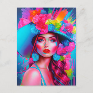 Neon Fantasy Floral Portrait Postkarte