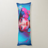 Neon Fantasy Floral Portrait Seitenschläferkissen (Rückseite (Vertikal))