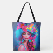 Neon Fantasy Floral Portrait Tasche (Rückseite)