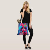 Neon Fantasy Floral Portrait Tasche (Am Model)