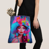 Neon Fantasy Floral Portrait Tasche (Von Nahem)
