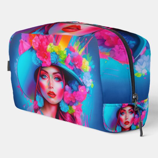 Neon Fantasy Floral Portrait Waschbeutel (Rechte Ecke)