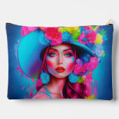 Neon Fantasy Floral Portrait Zubehörtasche (Rückseite)