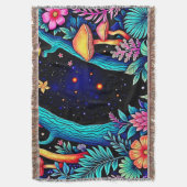 Neon Fantasy Forest Night Glow Design Decke (Vorderseite Vertikal)