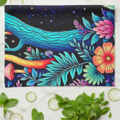 Neon Fantasy Forest Night Glow Design Geschirrtuch (Gefaltet)