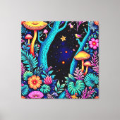 Neon Fantasy Forest Night Glow Design Leinwanddruck (Vorderseite)
