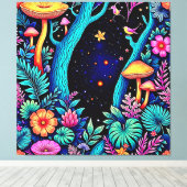 Neon Fantasy Forest Night Glow Design Leinwanddruck (Insitu (Holzboden))