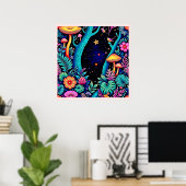 Neon Fantasy Forest Night Glow Design Poster (Heimbüro)