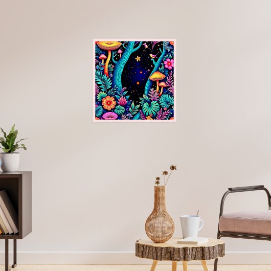 Neon Fantasy Forest Night Glow Design Poster (Wohnzimmer 3)