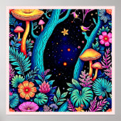 Neon Fantasy Forest Night Glow Design Poster (Vorne)