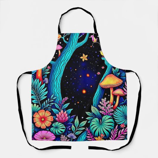 Neon Fantasy Forest Night Glow Design Schürze (Vorderseite)