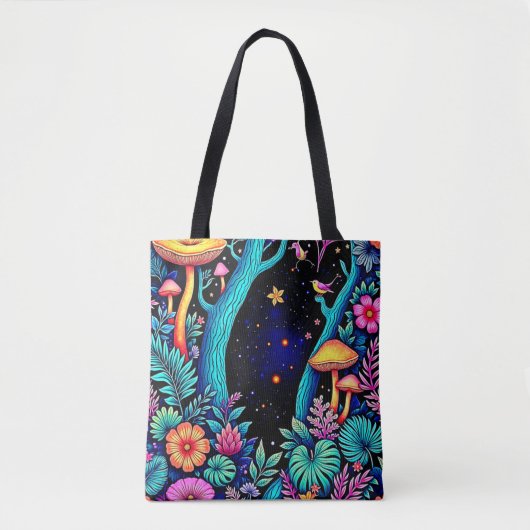 Neon Fantasy Forest Night Glow Design Tasche (Vorderseite)