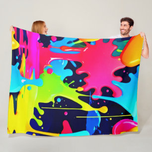 Neon-Farb-Spritzer-Tropfen-Chaos Fleecedecke