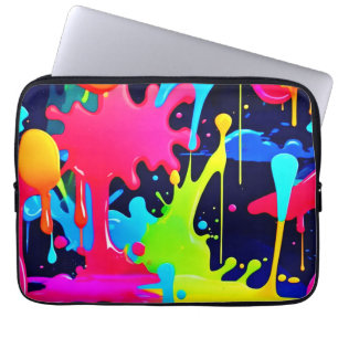 Neon-Farb-Spritzer-Tropfen-Chaos Laptopschutzhülle
