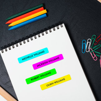 NEON FARBE BLAUE GREEN FUCHSIA YELLOW KIDNAME ETIKETTEN