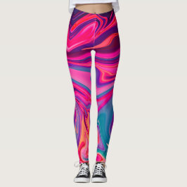 Neon farbenfroh Pink Blue Liquid Marmor Abstrakt Leggings