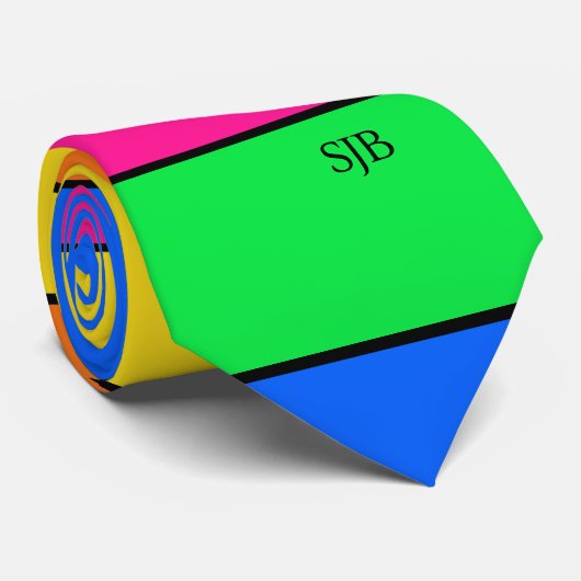 NEON FARBFLUORESCENT STRIPES MONOGRAM INITIALEN KRAWATTE (Gerollt)