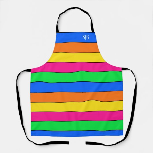 NEON FARBFLUORESCENT STRIPES MONOGRAM INITIALEN SCHÜRZE (Vorderseite)