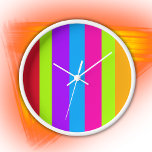 Neon farbige Streifen | Uhr<br><div class="desc">Helle,  mutige,  farbenfrohe Neonstreifen mit weißer Farbe in der Mitte bilden eine kühne,  fröhliche Aussage. Acryl Wanduhren.</div>